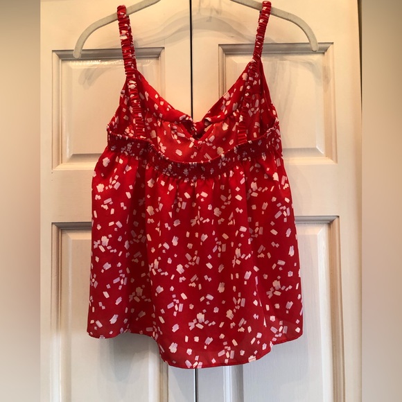 Lush red, pink & white polyester flowy tank, S - Picture 2 of 13